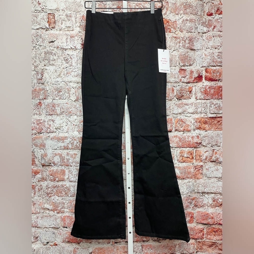 Skinny Girl Beverly Hills Flare Black High Rise Pull On Pants 27/4 - Picture 1 of 7